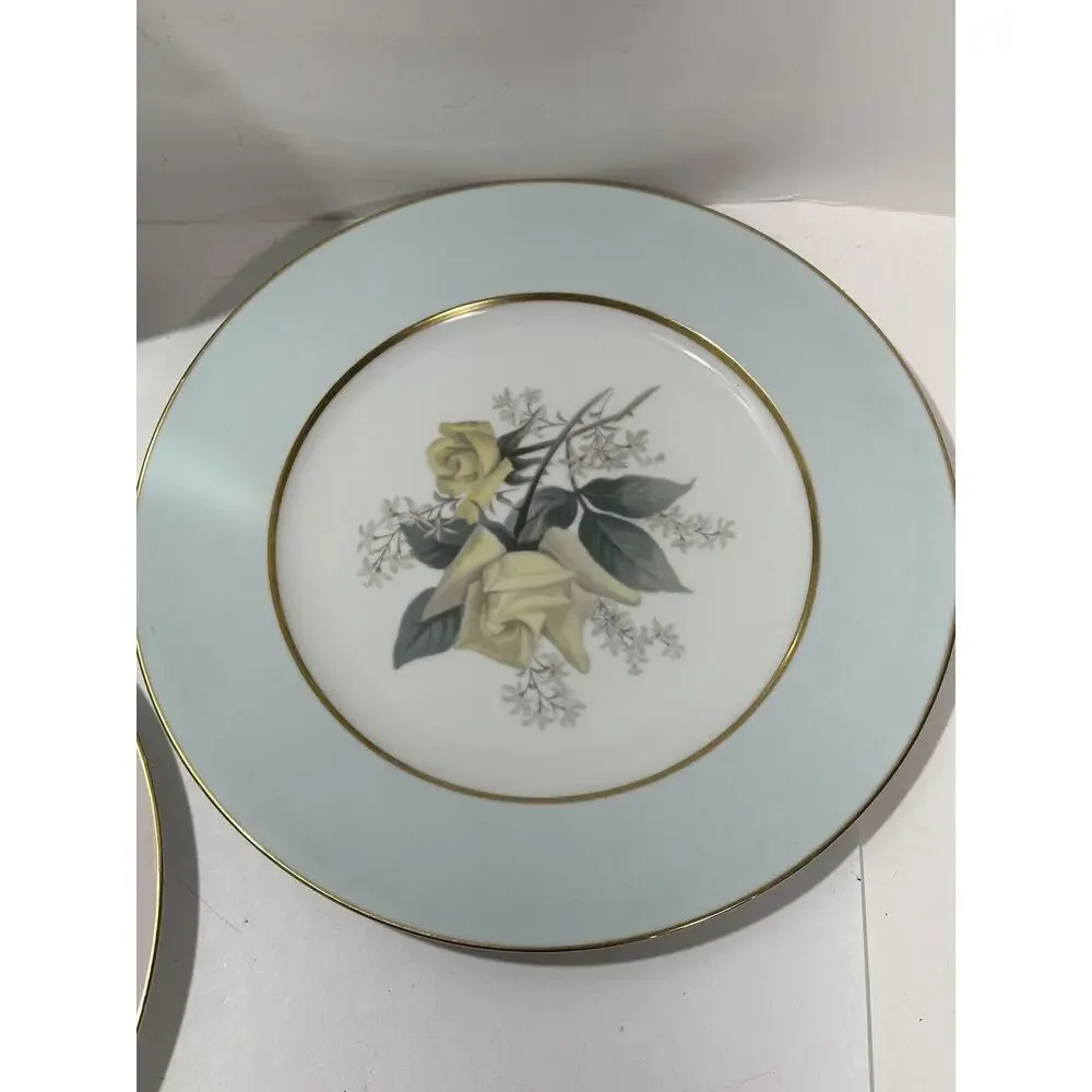 Set Of 3 Noritake Japan Dinner 11” Plate Flowers Pink Blue Gray Floral Lot‎